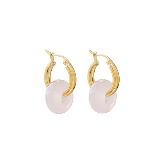 Chloe Rosie Rose Quartz Hoop Earrings