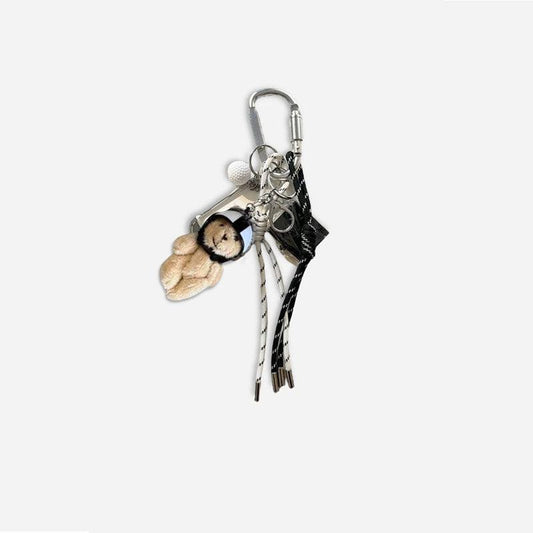 Premium fluffy bear golf bag charm, handcrafted in a unique character design, fashionable pink ornament for bags and gifts