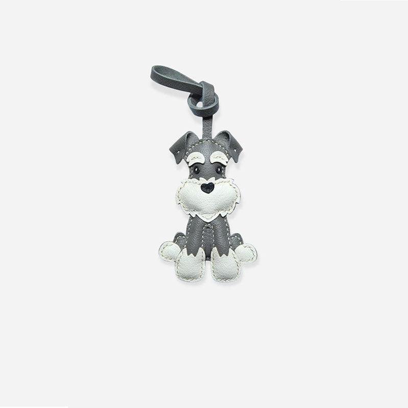 Premium leather Schnauzer bag charm, stylish accessory for purses, backpacks, and personalized gifts for loved one