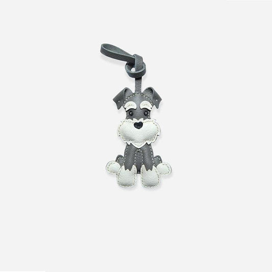 Premium leather Schnauzer bag charm, stylish accessory for purses, backpacks, and personalized gifts for loved one