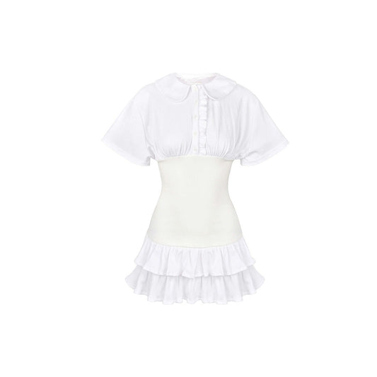Collar Fitted Frill Dress my mum made it coupon  sale code skirt puffer bag dress white crop top girl cute clothing mindfully outfits cottagecore  cotton good quality comfy chic vacation daily
