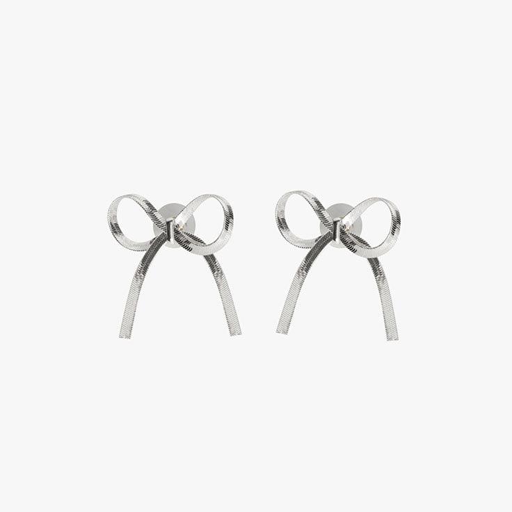 Chloe Lily Gorgeous Silver Bow Earrings
