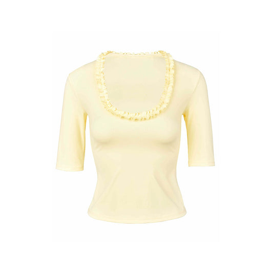 Citrine Ruffle Beach Top my mum made it coupon  sale code skirt puffer bag dress white crop top girl cute clothing mindfully outfits cottagecore  cotton good quality comfy chic vacation daily