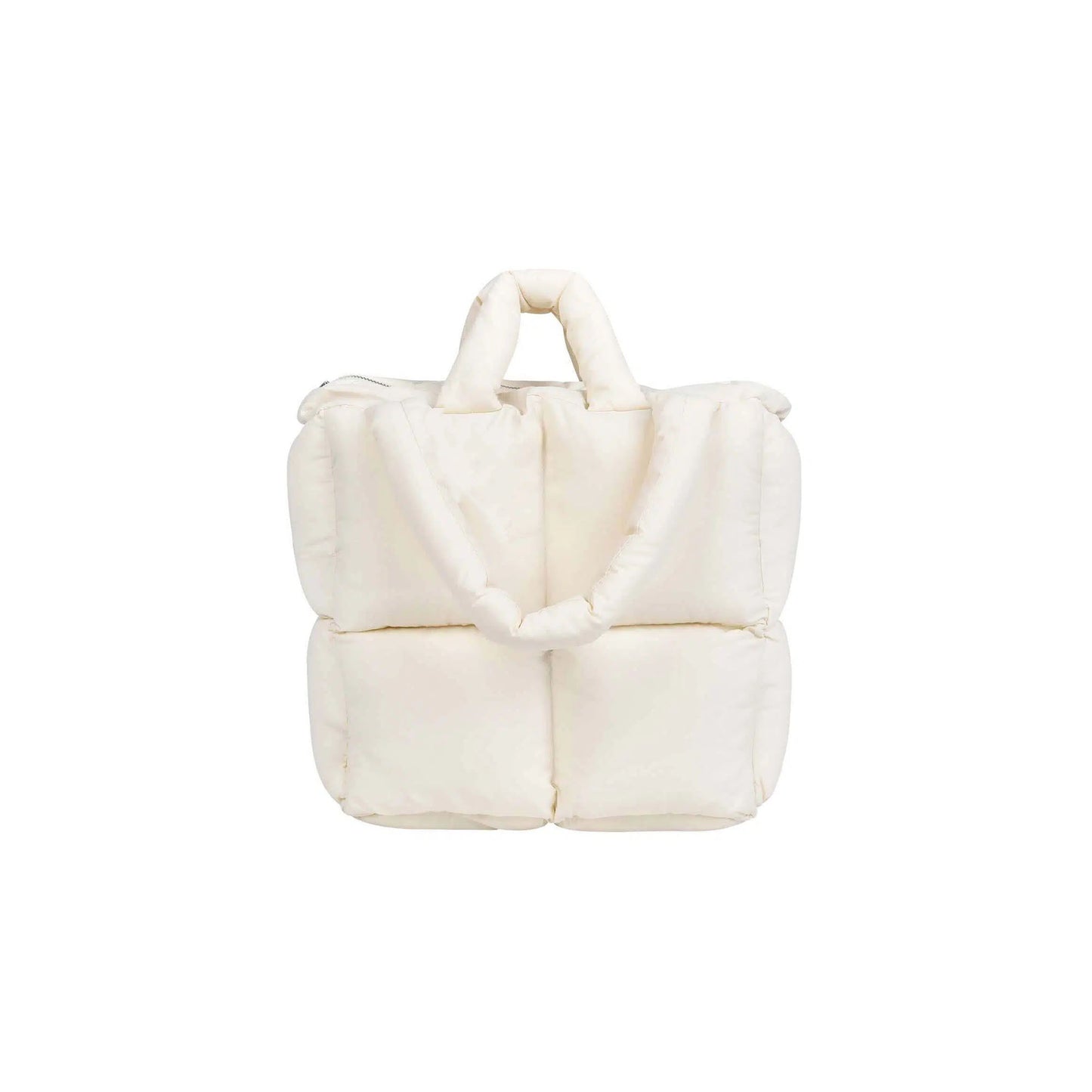 Puffer Tote Bag - Pink White plush bag on a white background my mum made it coupon sale code skirt puffer bag dress white crop top girl cute clothing mindfully outfits cottagecore cotton good quality comfy chic vacation daily