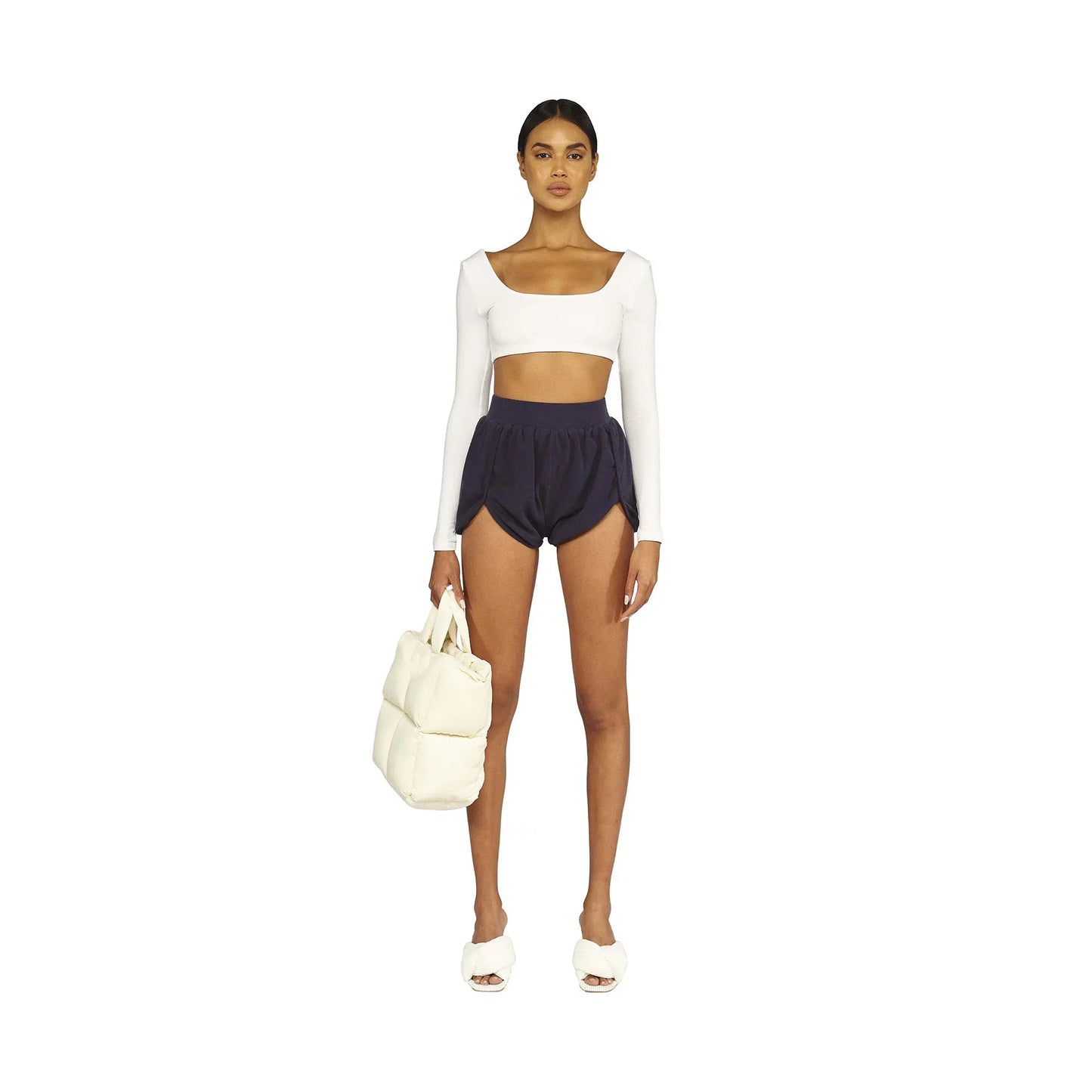 Puffer Tote Bag - Pink White plush bag on a white background my mum made it coupon sale code skirt puffer bag dress white crop top girl cute clothing mindfully outfits cottagecore cotton good quality comfy chic vacation daily