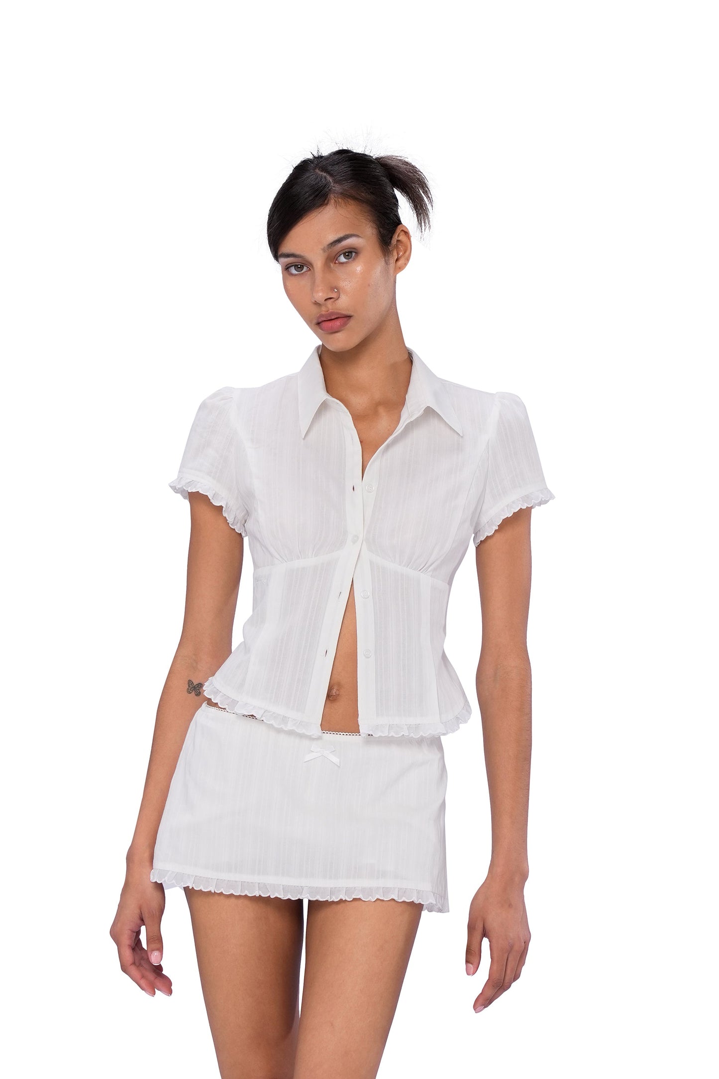 CROPPED SLIM-FITTING BLOUSE & MINI SKIRT