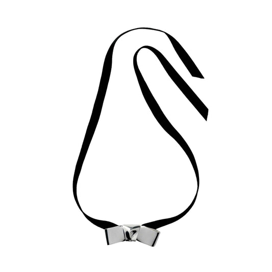 Chloe Large Bow Faux Suede Ribbon Cravat Necklace