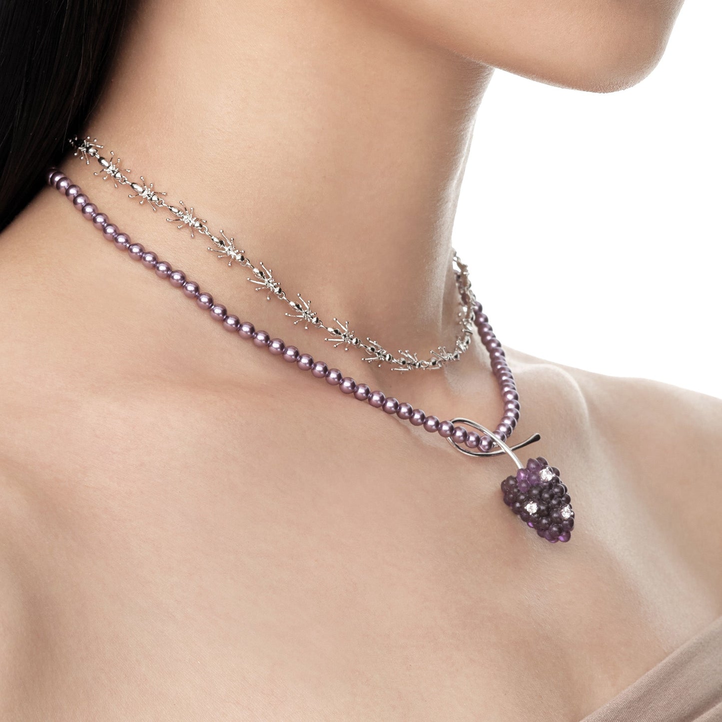 Paradise / Berry Pearl Necklace
