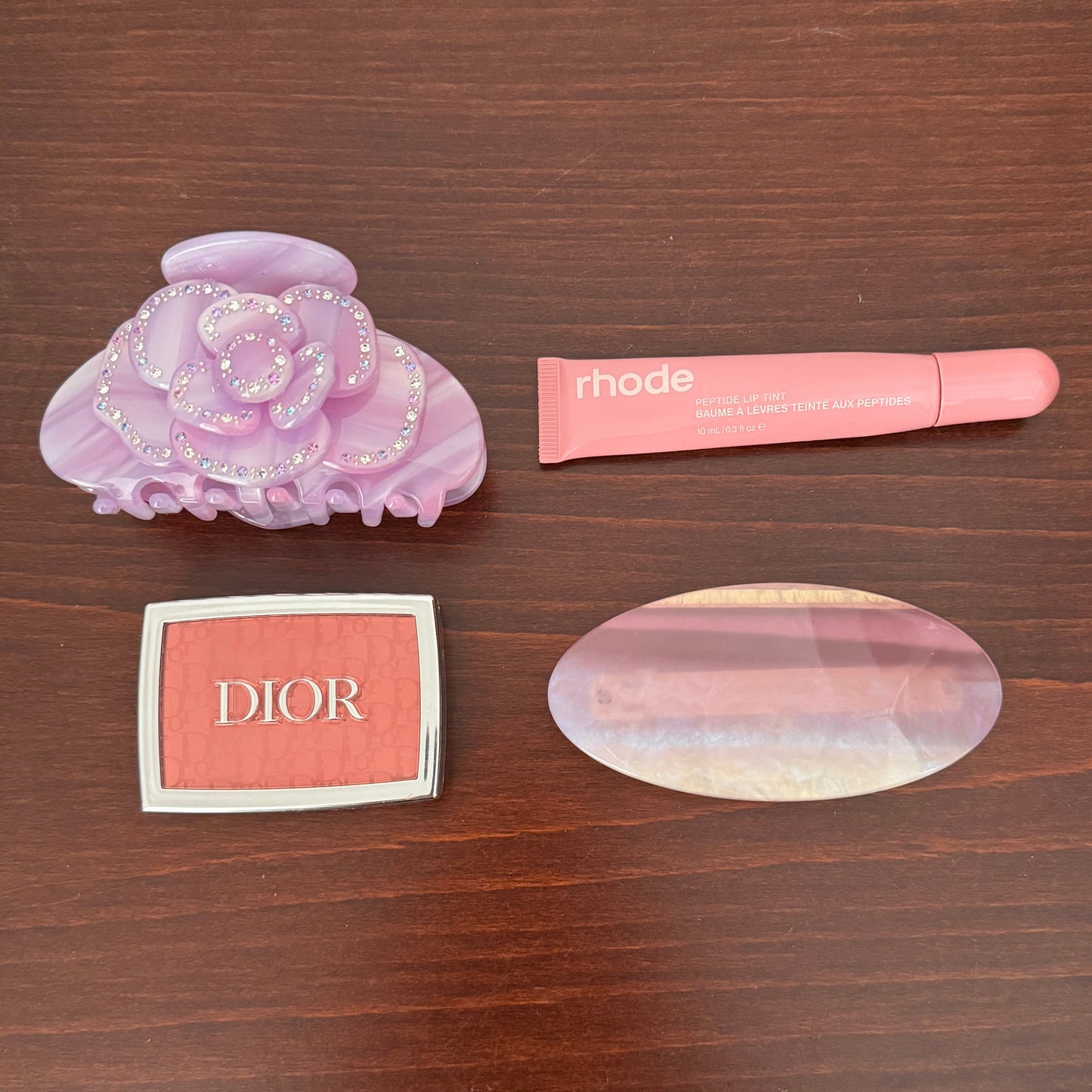 Peony Praline Rose Barrette in Blush