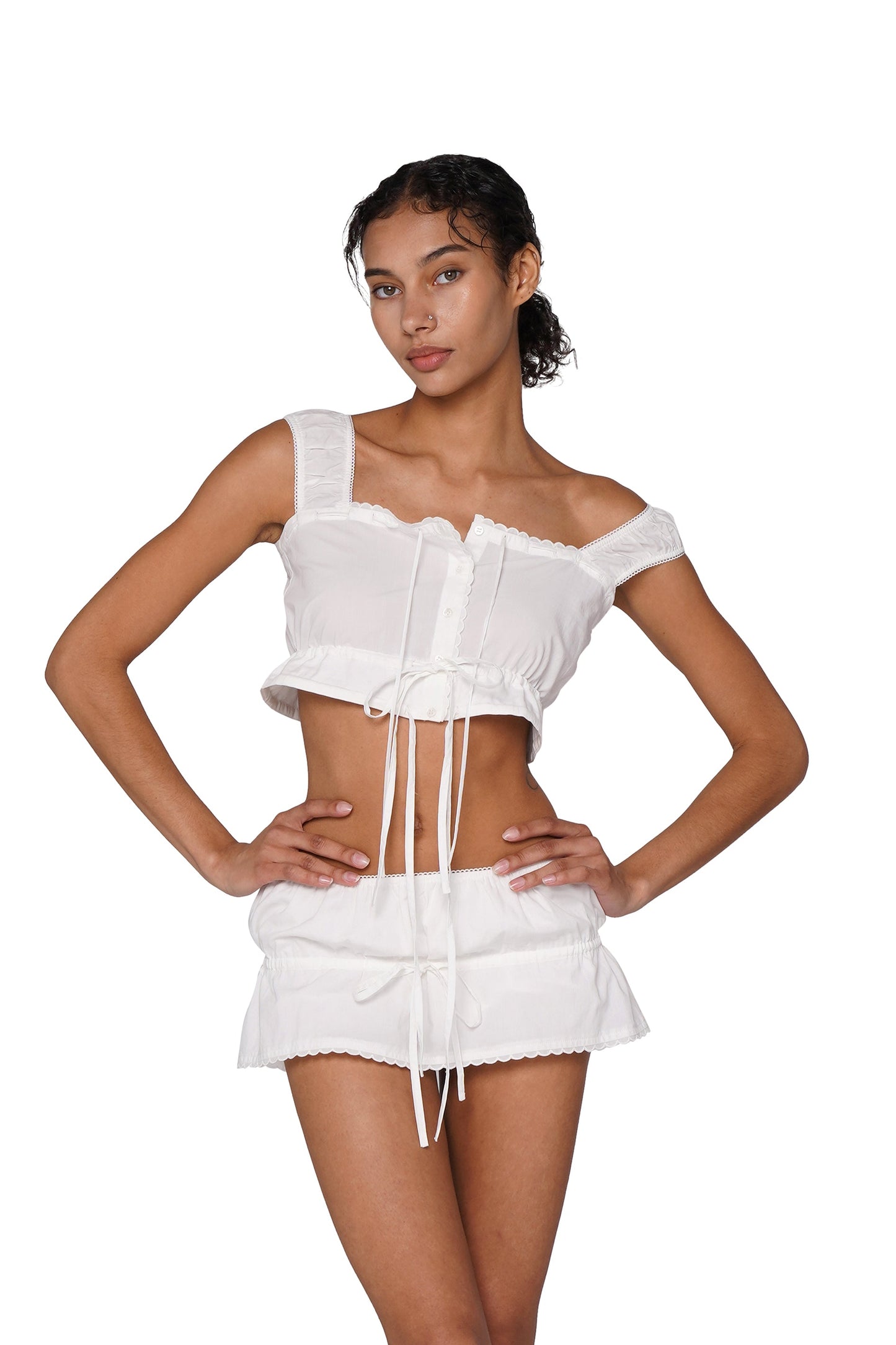 BOHO CHIC LACE-UP TOP & BOHO CHIC LACE-UP MINI SKORT