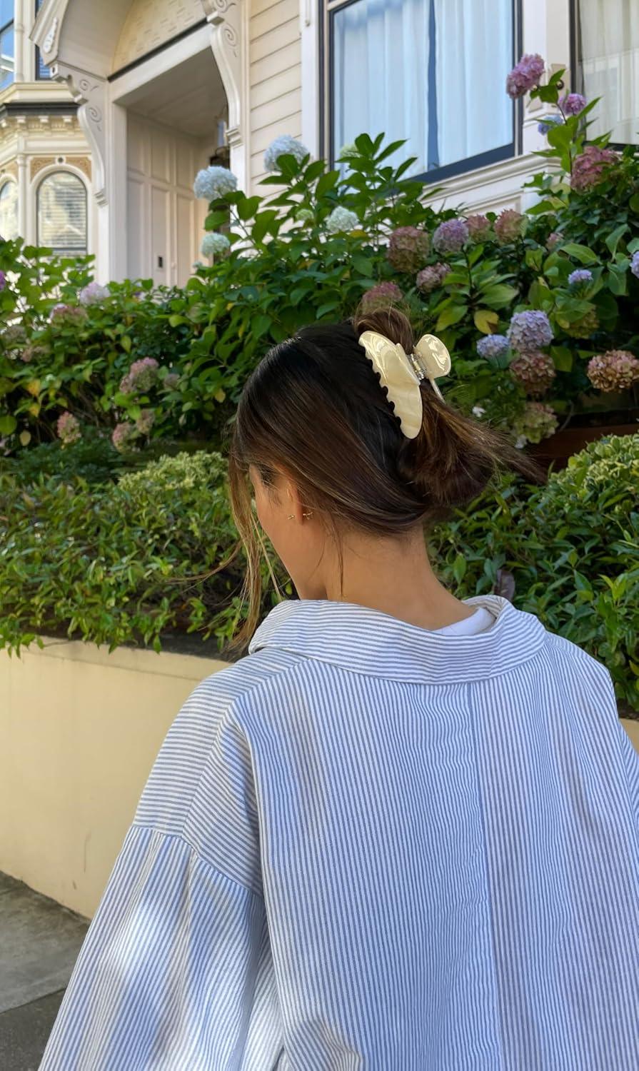 Big Effing Clip in Buttercream bio-acetate go-to essentials emijay discount large big sale designer Sephora hair claw clip durable pink butterfly flat feminine, high-quality hair accessories like statement Nordstrom hair pin french barrettes for all hair types