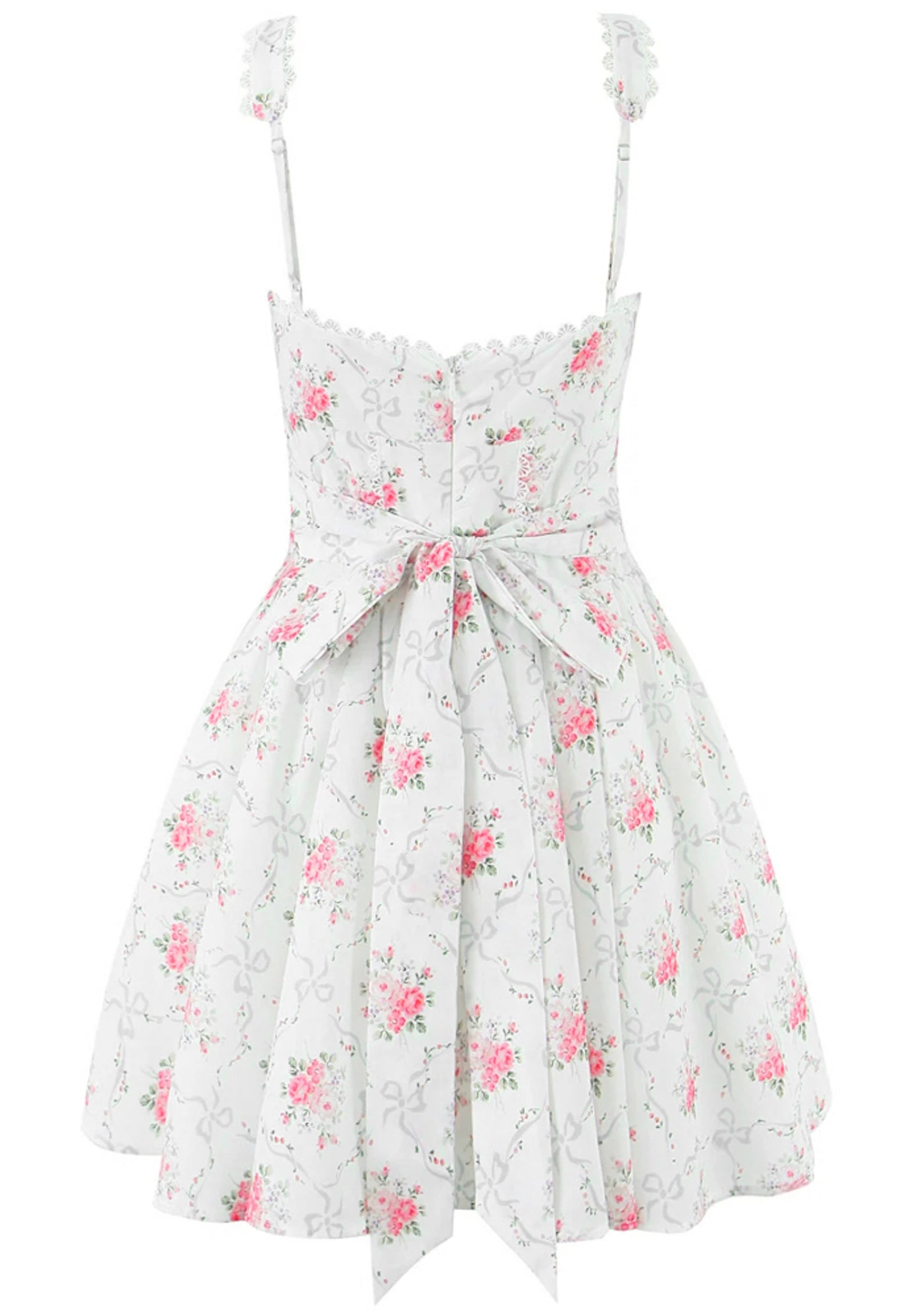 A Rose is A rose Floral Crochet Trim Button A Line Dress