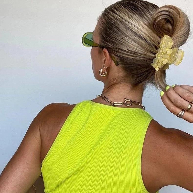 Bleached Buttercup high quality cute bio-acetate large lora big sale designer tortoise shell hair claw clip durable pink butterfly flat online wholesale hair pin hair accessories french barrettes for thick hair styles women.