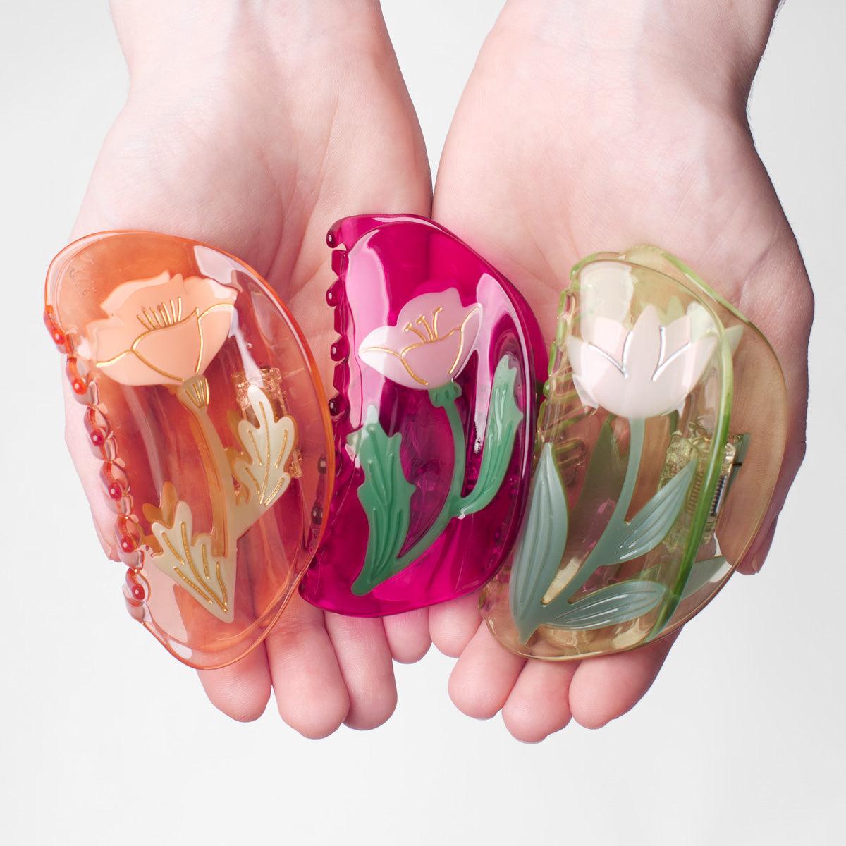 Mexican Primrose Flower cute bio-acetate winona irene big sale designer tortoise shell hair claw clip durable pink butterfly flat online wholesale hair pin hair accessories french barrettes for thick hair styles women.