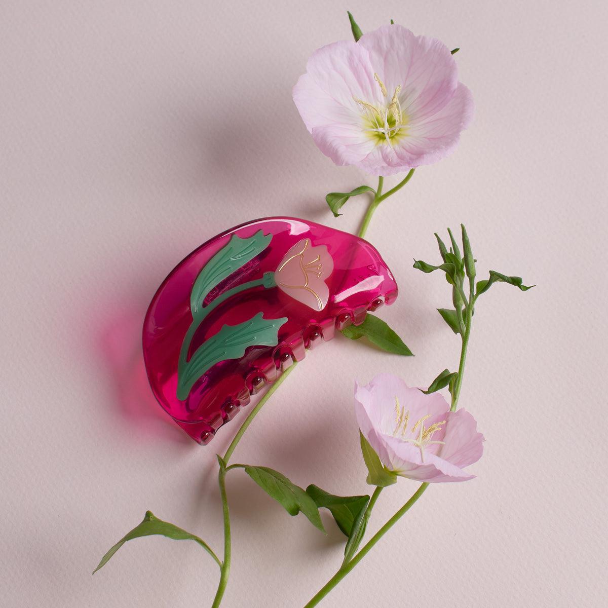 Mexican Primrose Flower cute bio-acetate winona irene big sale designer tortoise shell hair claw clip durable pink butterfly flat online wholesale hair pin hair accessories french barrettes for thick hair styles women.