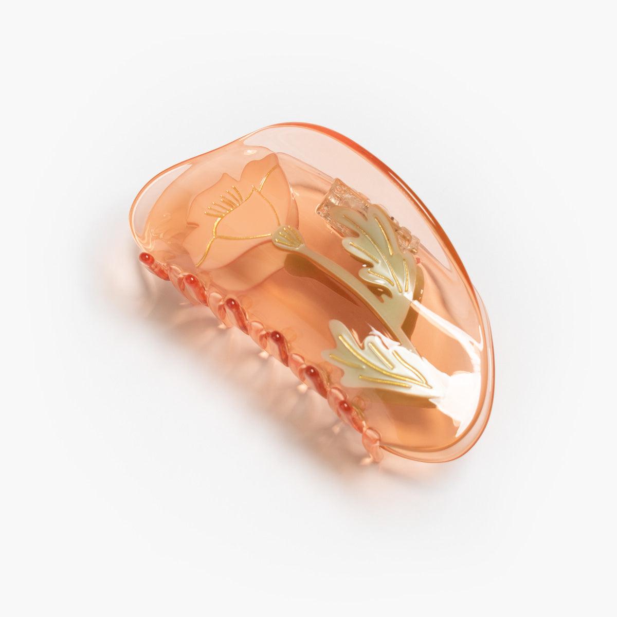 California Poppy Flower Jennie inspired cute bio-acetate winona irene big sale tortoise shell hair claw clip cute hair styles flat online wholesale hair pin hair accessories french barrettes for thick hair styles women.