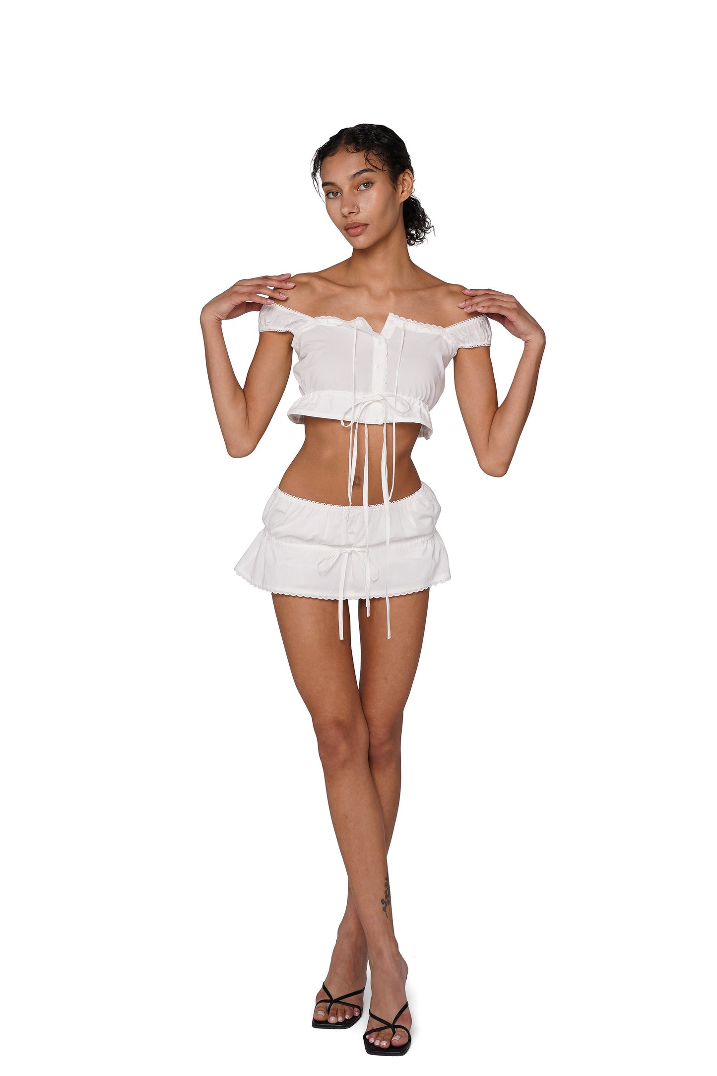 BOHO CHIC LACE-UP TOP & BOHO CHIC LACE-UP MINI SKORT