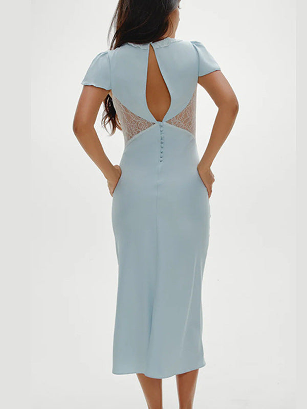Delicate Lace Midi Dress In Cherry Flower