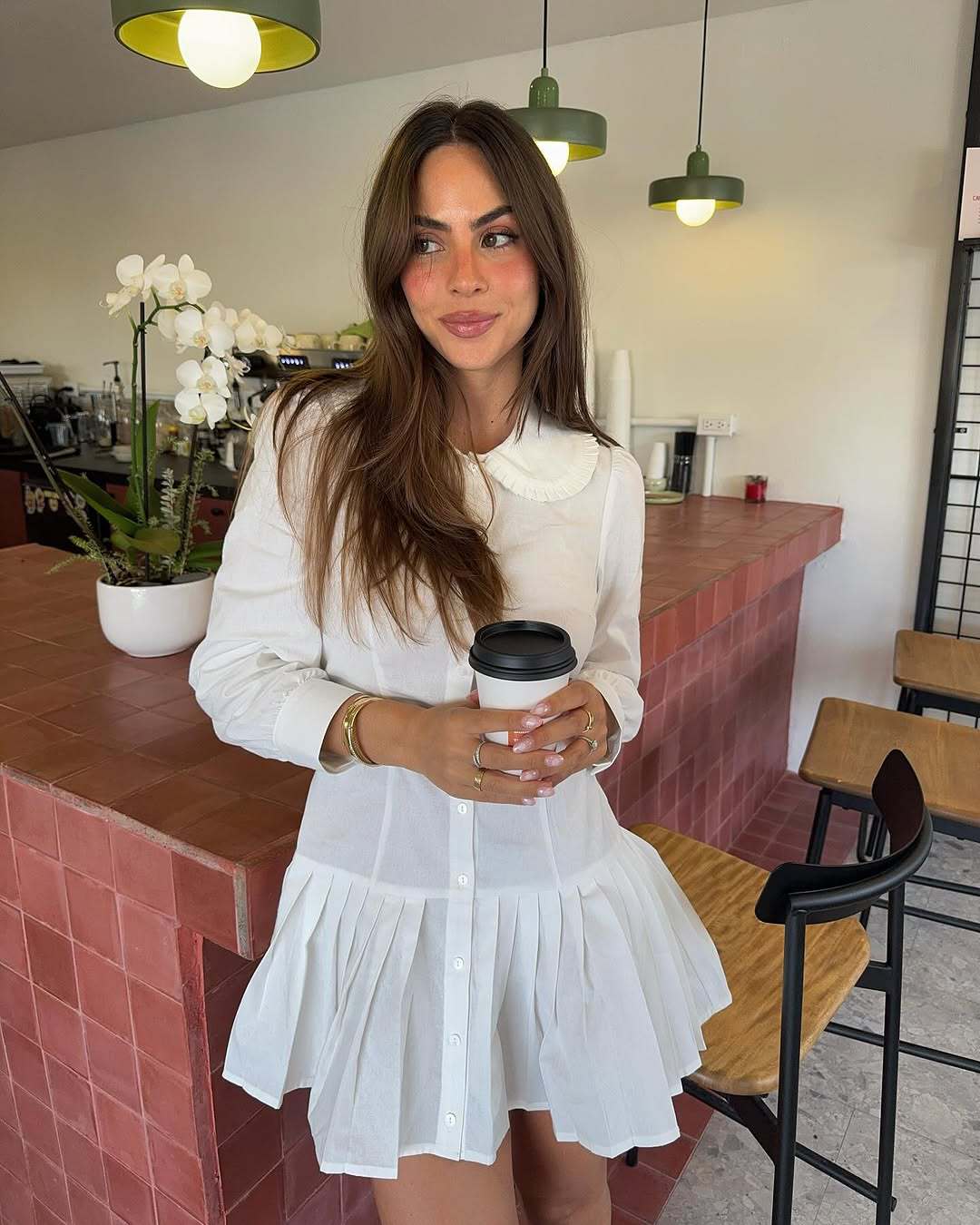 Pleat Shirt Dress - White