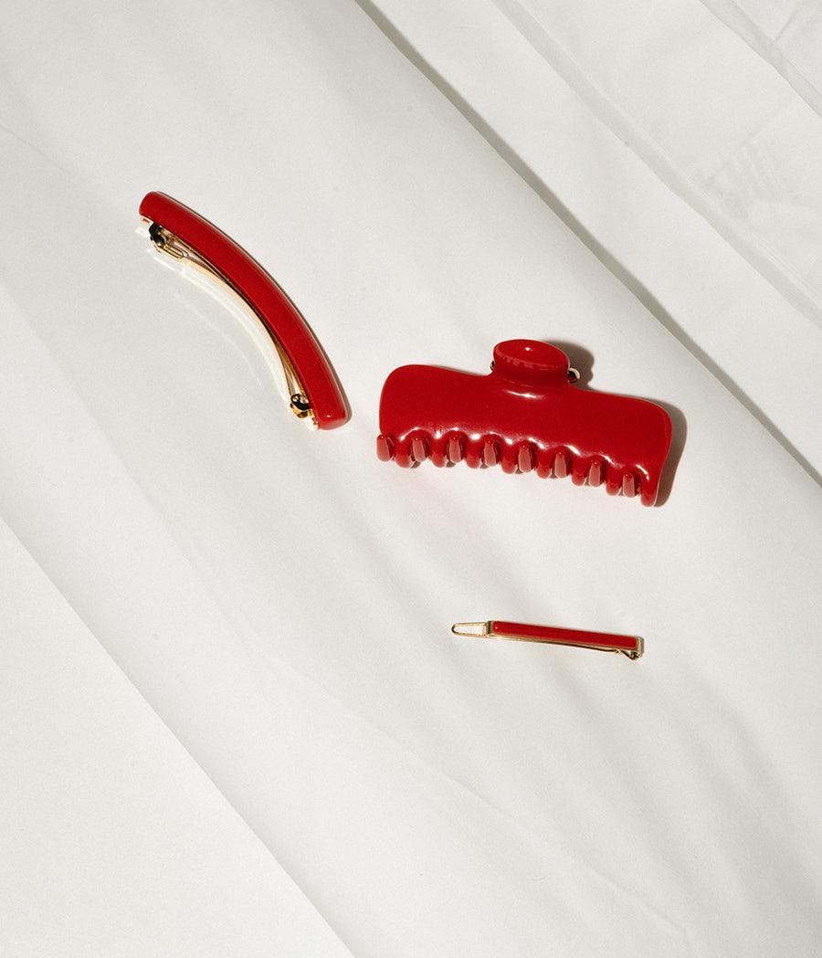 No. 4 Claw Clip Red Rosso bio-acetate go-to essentials undo hair claw big sale designer tortoise shell hair claw clip durable pink butterfly flat online wholesale hair pin hair accessories french barrettes for thick hair styles women.