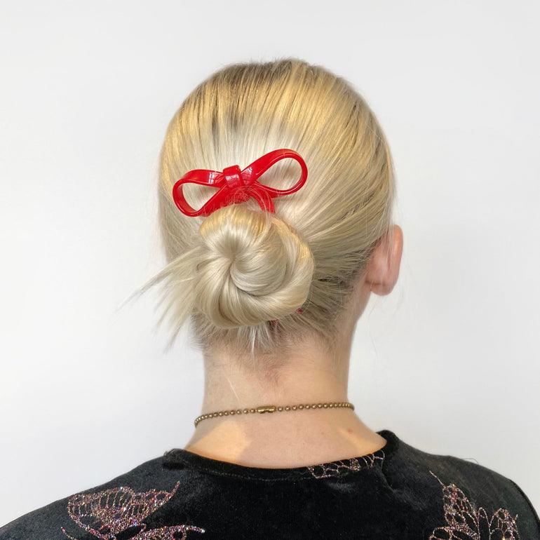 BowsAtelier Large Bow Hairpin in red- Stylish Hair Clip for Women's blonde long hair  Fashion Chunks big sale