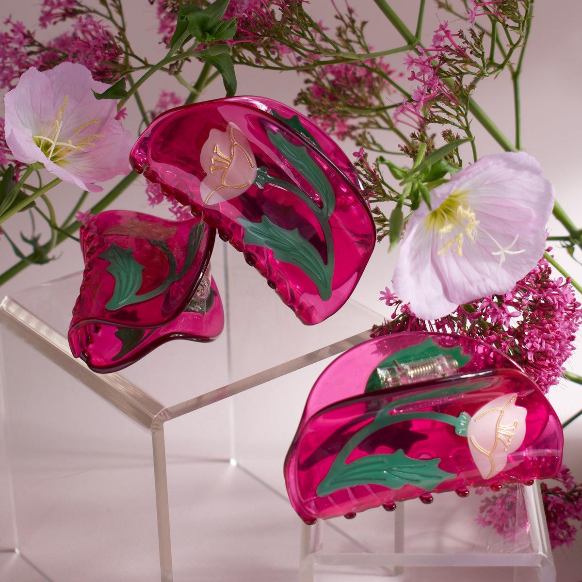Mexican Primrose Flower cute bio-acetate winona irene big sale designer tortoise shell hair claw clip durable pink butterfly flat online wholesale hair pin hair accessories french barrettes for thick hair styles women.