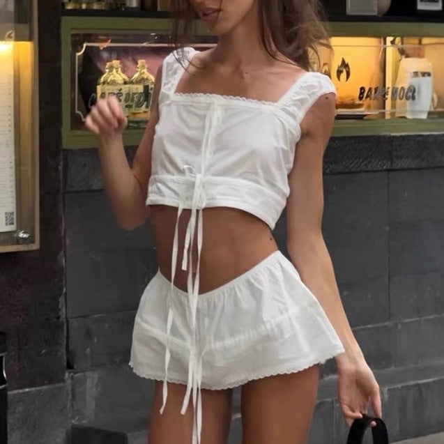 BOHO CHIC LACE-UP TOP & BOHO CHIC LACE-UP MINI SKORT