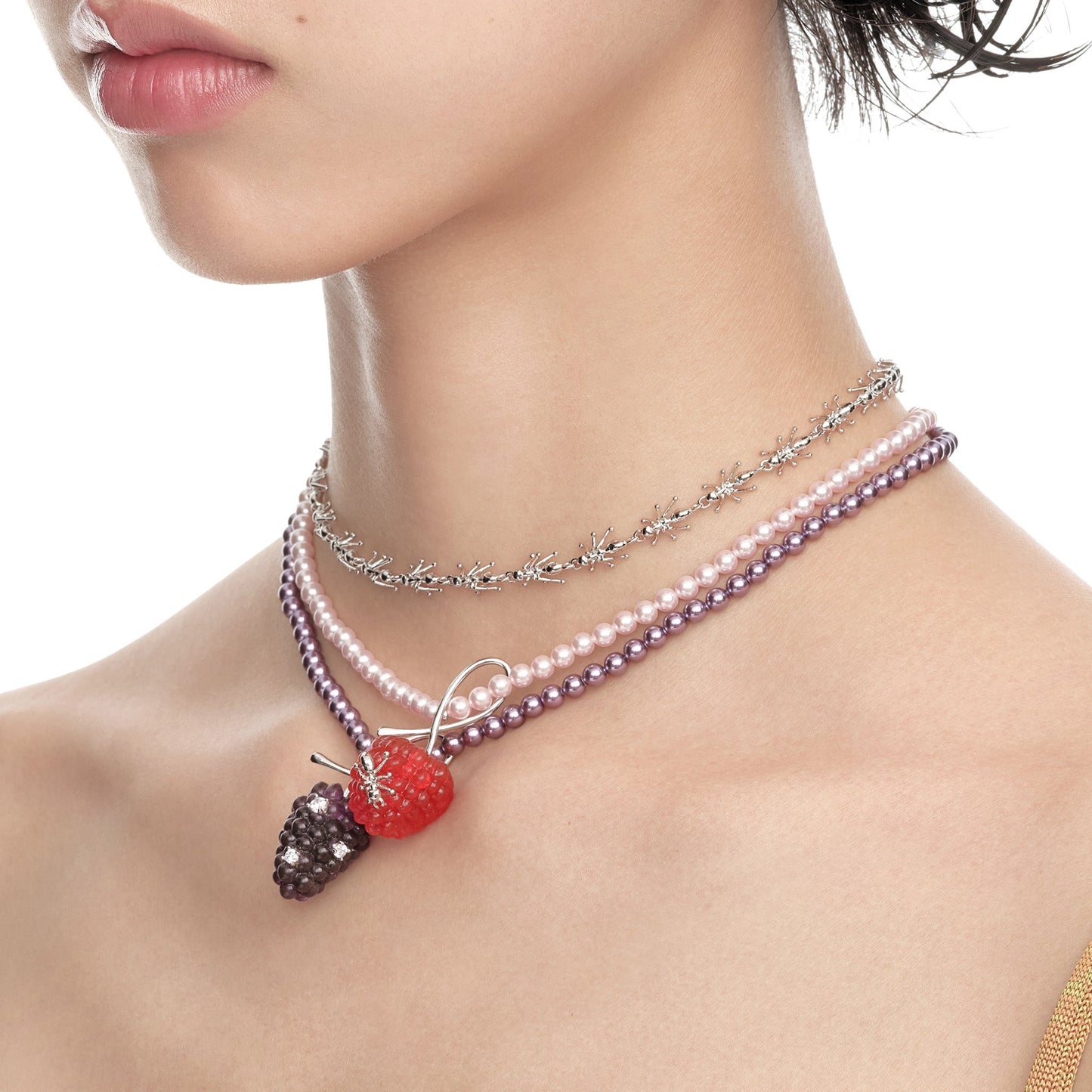 Paradise / Berry Pearl Necklace
