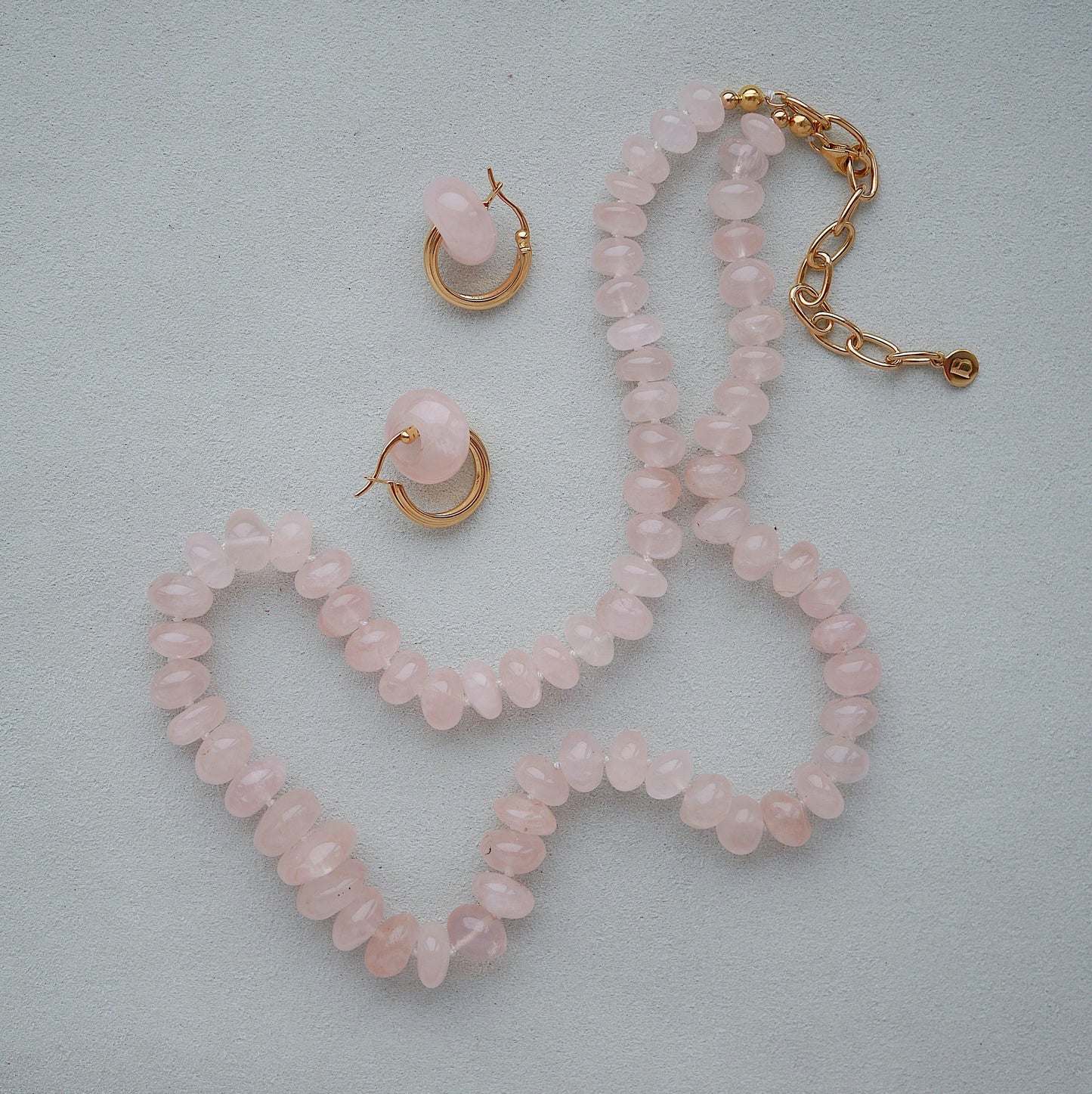 Chloe Rosie Rose Quartz Hoop Earrings