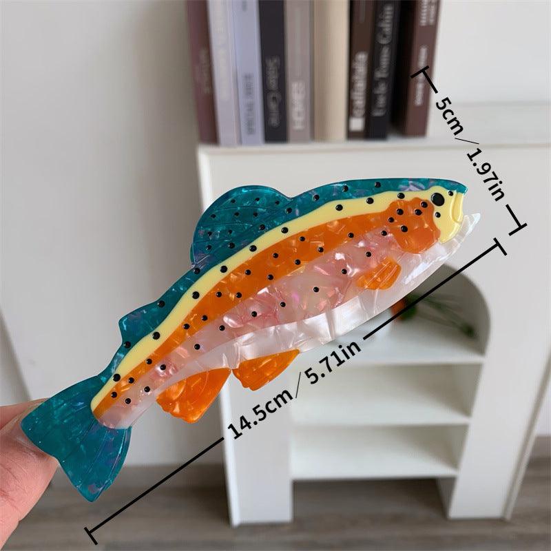 Bowsatelier Brown and Beige green Patterned Jumbo Trout Hair Claw  Stylish extra Large Hair Clip for thick hair