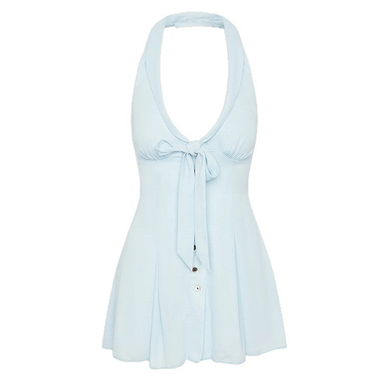 Bloom Button Up Mini Dress In Angel's Breath