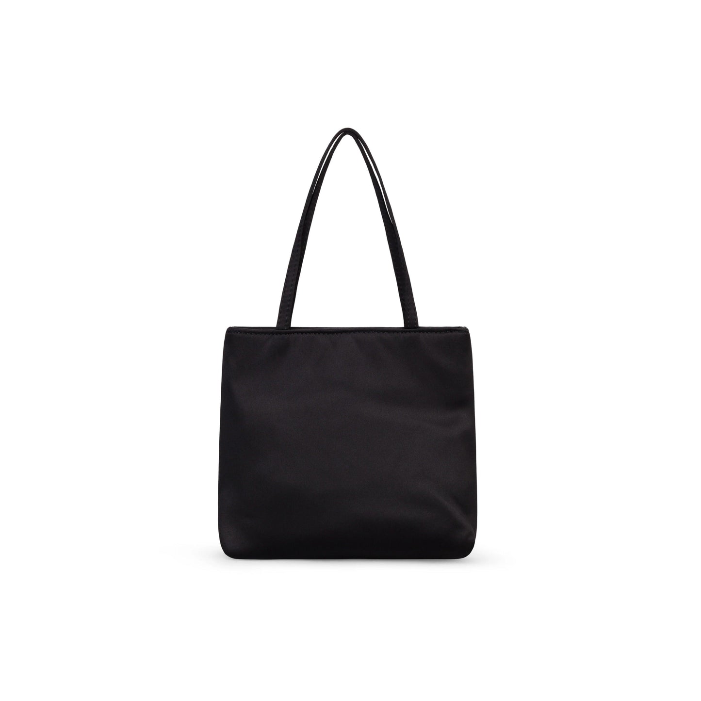MILA LITTLE SILK BAG IN black Elegant silk tote handbag with a smooth finish, spacious interior, and sturdy handles, perfect for adding a touch of luxury to any outfit