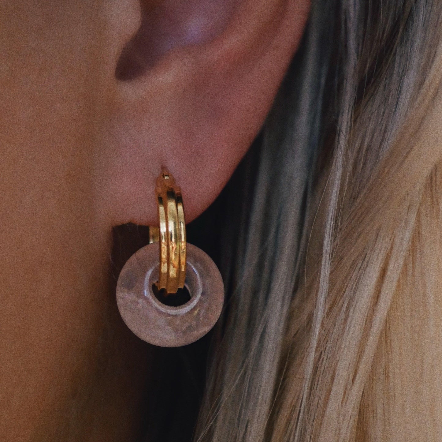 Chloe Rosie Rose Quartz Hoop Earrings