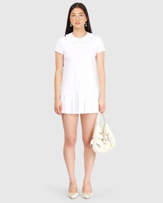Pleat Shirt Dress - White