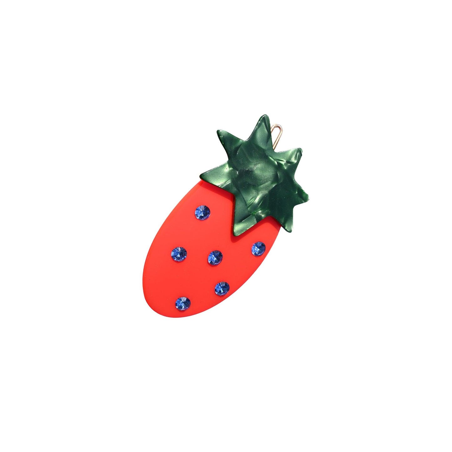 Bowsatelier Unique Strawbs Clips Set  in blue & red- cute hair claw with distinctive pattern. good for thick curly fine hair