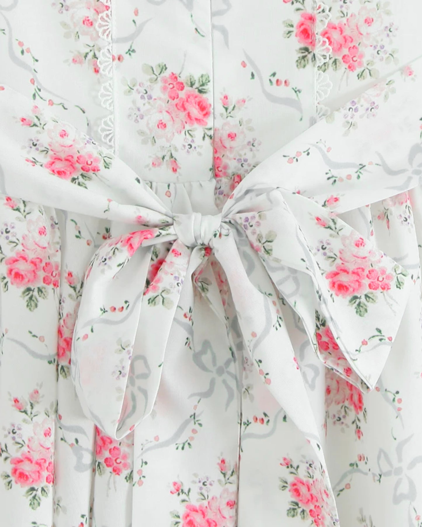A Rose is A rose Floral Crochet Trim Button A Line Dress