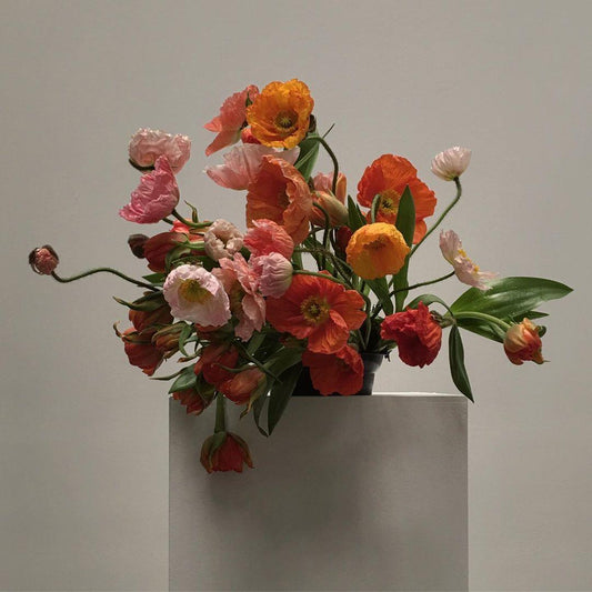 Elegant vivid red and pink floral arrangement art by castor presenting hair claw clips durable, lightweight, and perfect for thick hair . Ideal for effortless everyday hairstyles.