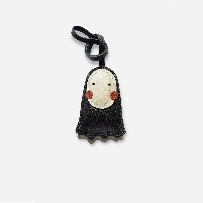 Luxury cute no face leather bag charm in black, handcrafted for handbag decoration, tote personalization, and unique gifts