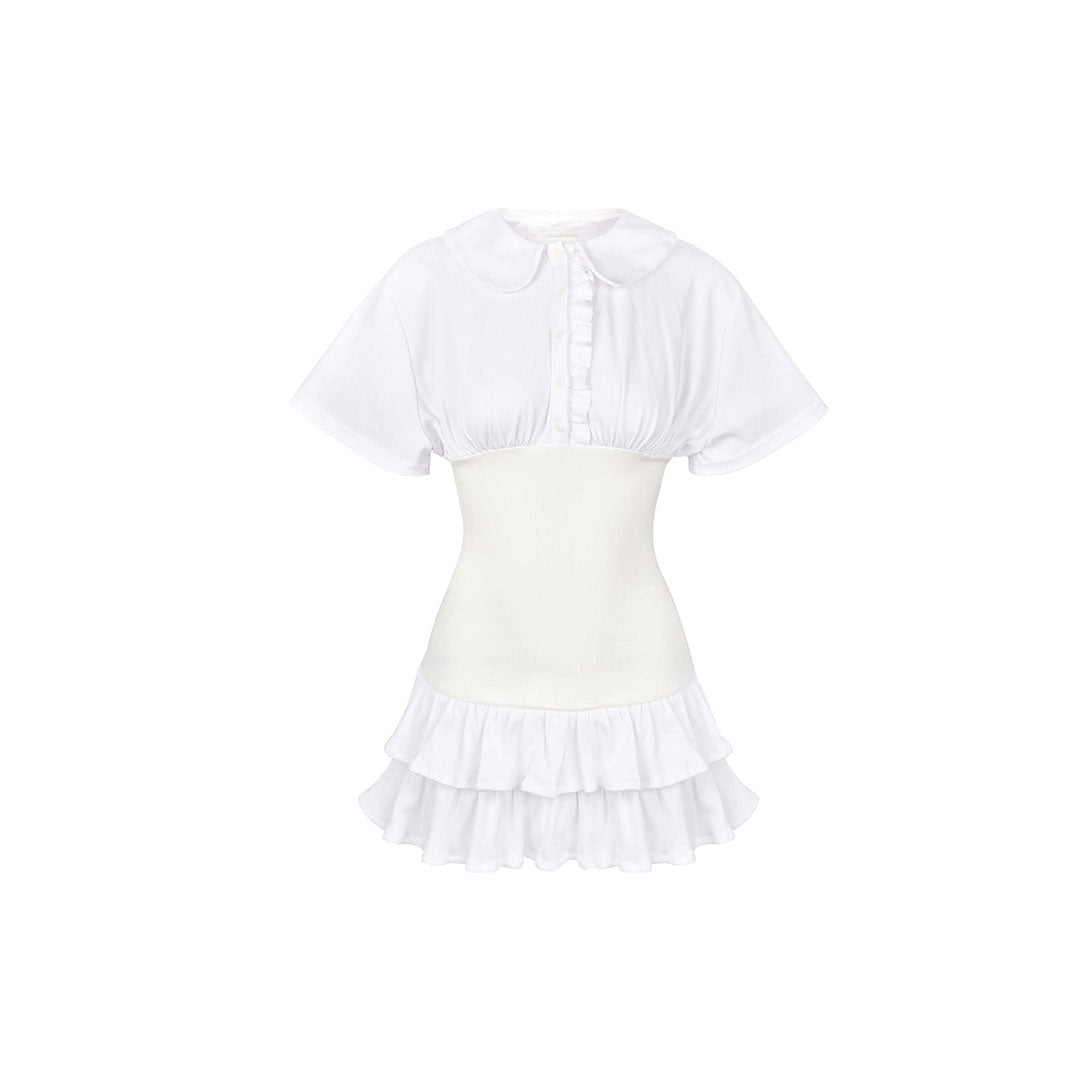 Collar Fitted Frill Dress my mum made it coupon  sale code skirt puffer bag dress white crop top girl cute clothing mindfully outfits cottagecore  cotton good quality comfy chic vacation daily