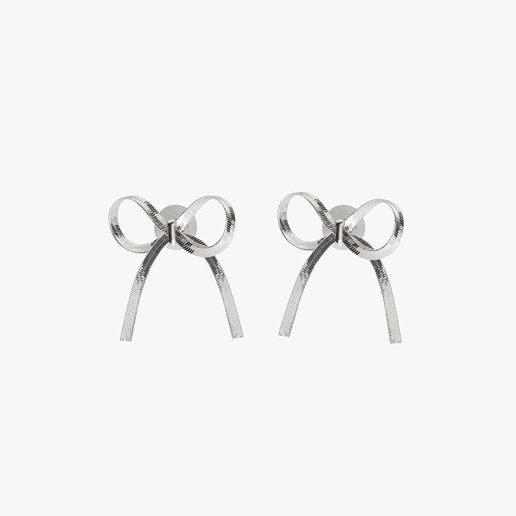 LILY GORGEOUS SILVER BOW EARRINGS