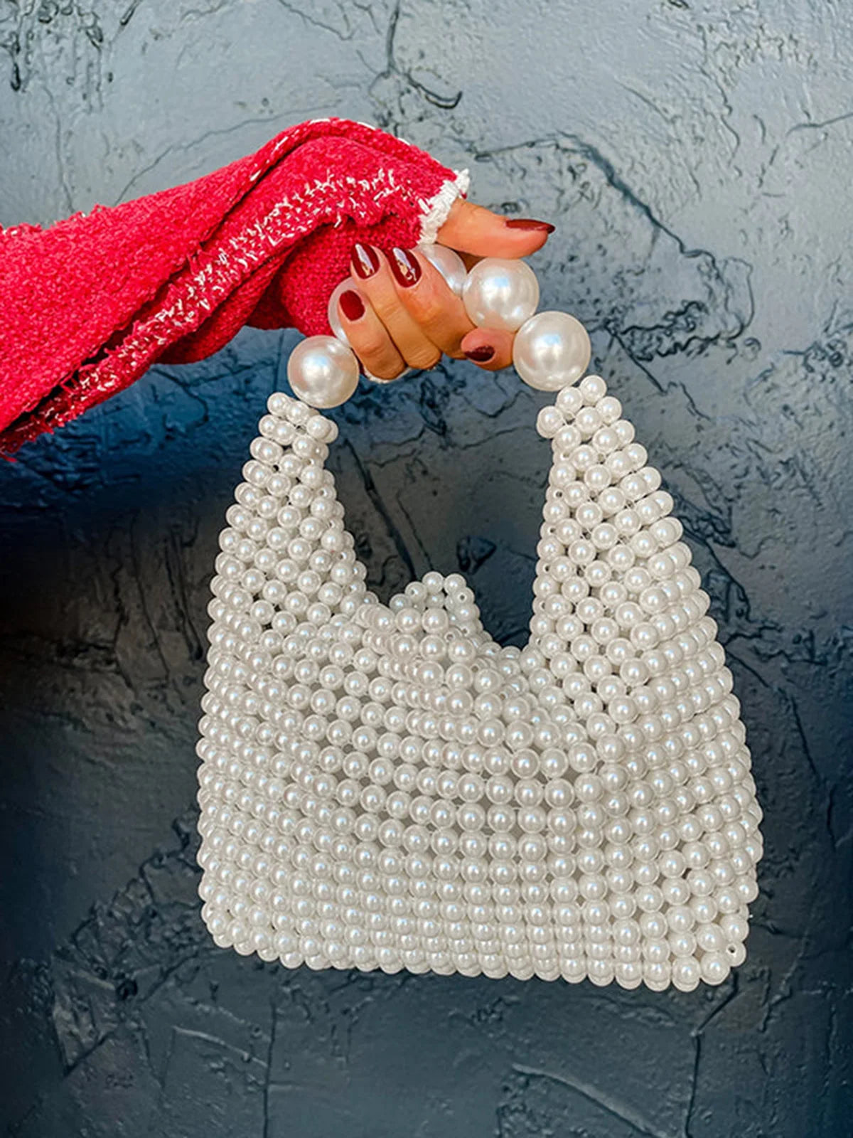 Chloe STATEMENTS OF HANDMADE PEARL BEADED HANDBAG WHITE