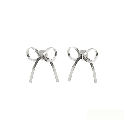 GORGEOUS SILVER BOW EARRINGS