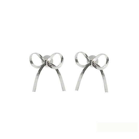 LILY GORGEOUS SILVER BOW EARRINGS