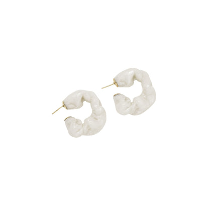 CULT STATEMENTPIECES BLUE BIO RESIN GOLD VERMEIL EARRINGS featuring a clean chic hoop design and modern jelly white color ,perfect for dailylife/party/office/casual occasion. Styled against a white background.