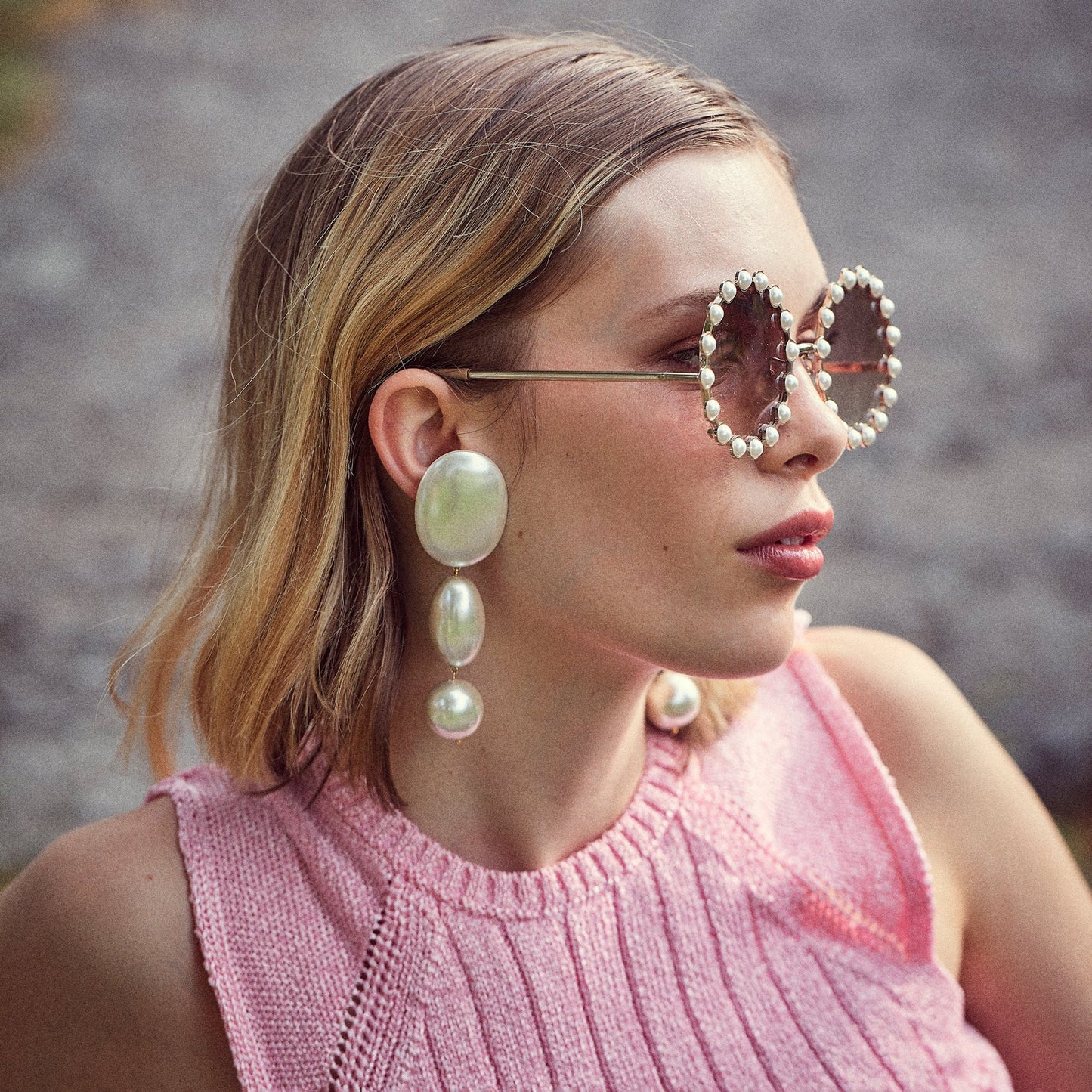 CHLOE  PEARL LINEAR BUBBLE EARRINGS