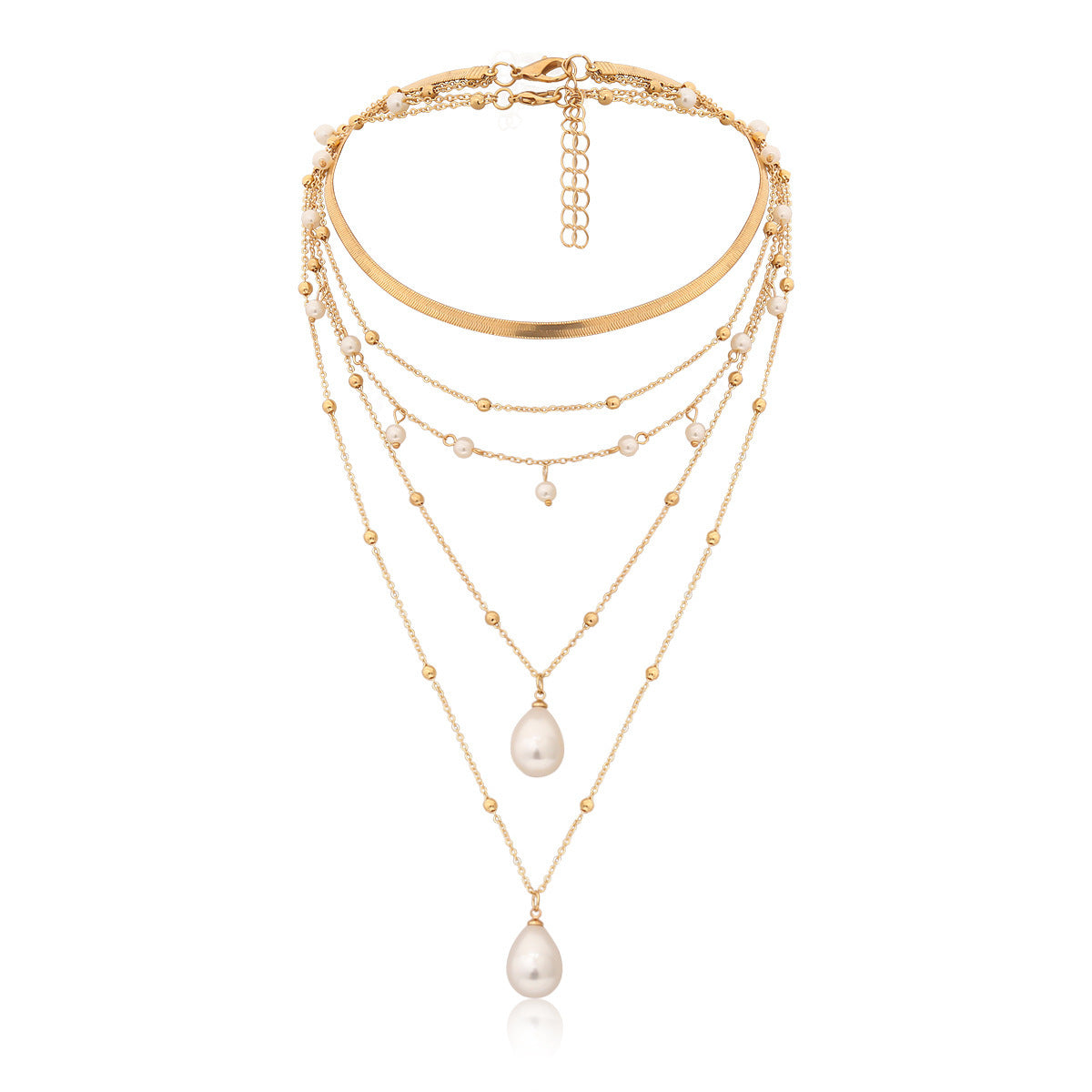 CHLOE MULTI LAYER WATER DROP PEARL PENDANT WEDDING NECKLACE