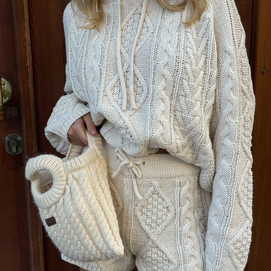 Chunky Cable Knit Sweater and Shorts Loungewear Set | Cozy Fall Co-Ord