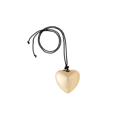 Puffy 3D Heart Necklace featuring a clean chic design and modern nature gold and black color ,perfect for dailylife/party/office/casual occasion. Styled against a white background.