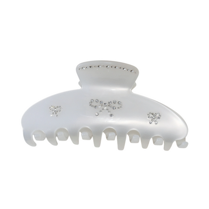 Pearl Bow bio-acetate large hair claw clip Emijay classic hair clips-perfect for thick hair and trendy hairstyles.