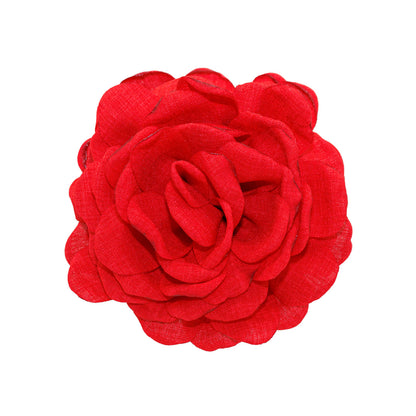 Rosie Fire Red flower bio-acetate extra large Emijay classic hair claw clips–perfect for thick hair and all hairstyles women.